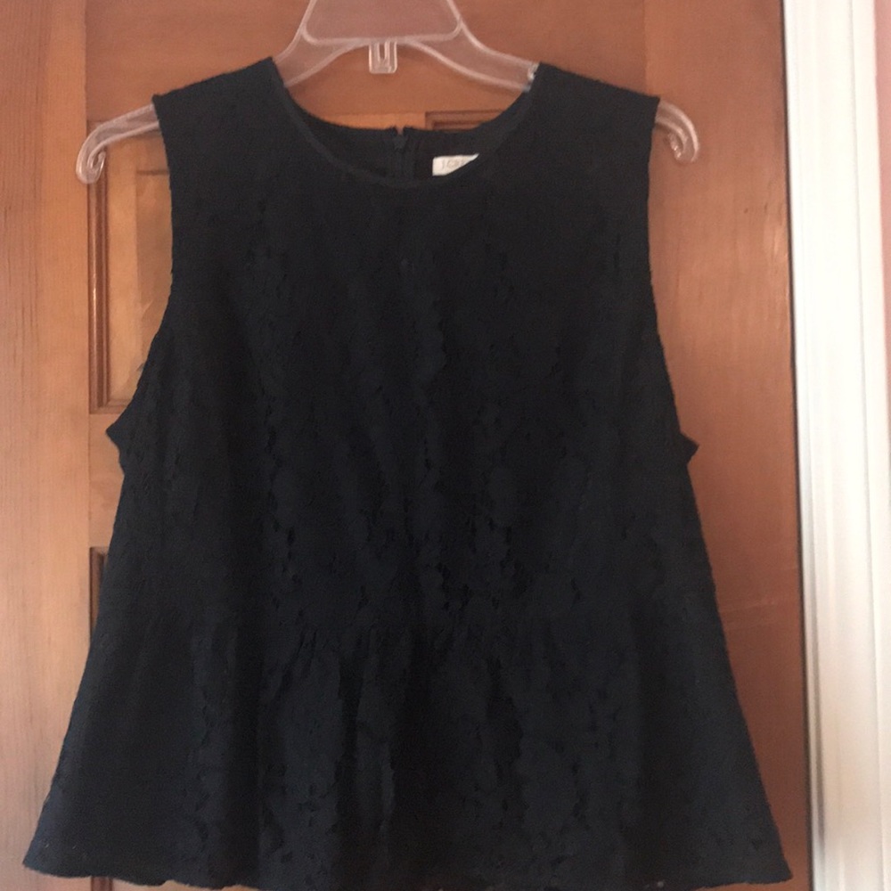 J Crew Black Lace Peplum Top